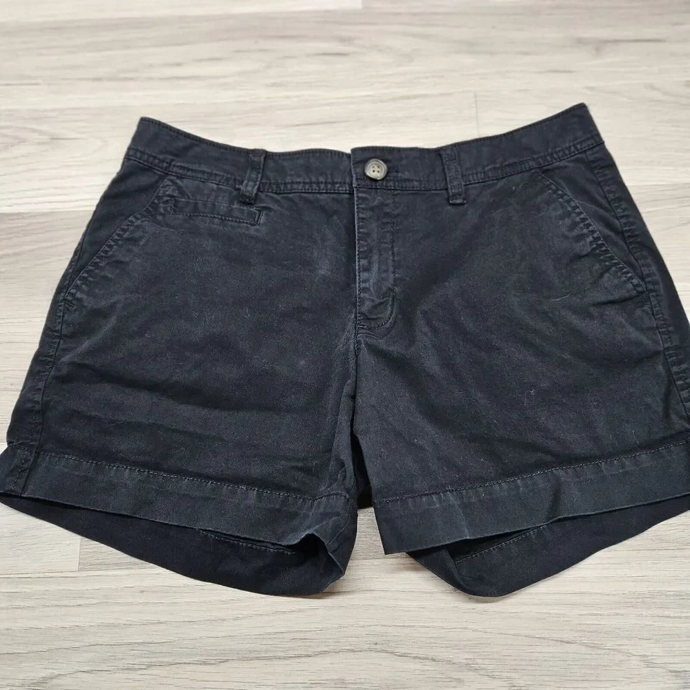OLD NAVY Womens Black Perfect Shorts Khaki Chinos Size 6